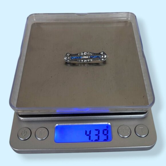 Antique Birks Sterling Crystal Bar Brooch - Picture 9 of 9